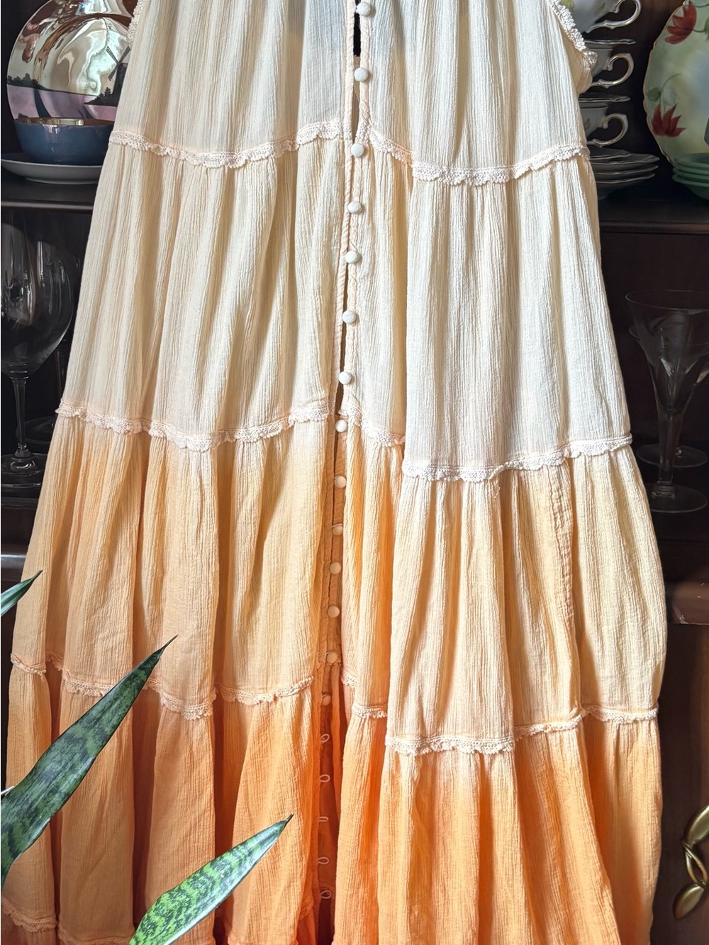 Anthropologie Soft Orange/Peach Ombré Tiered Maxi Dress—PLEASE READ - Picture 9 of 9